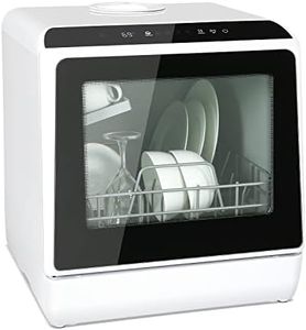 Mini Lave-vaisselle de Table, Petit Lave-vaisselle Portable avec 6 Programmes, Réservoir d'eau 5L, Commande Tactile, Écran LED, pour Appartements Dortoirs Camping