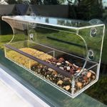 Window Bird Feeder with Strong Suction Cups - Innovative Anti-Yellowing Acrylic Technology - Extra Large 4 Cups Lock in Place Seed Tray