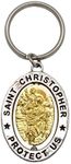 Milagro Saint Christopher Revolving Dual-Tone Key Ring/Chain with Prayer (PD018/Single Unit)