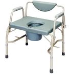 Heavy Duty Bariatric Extra Wide Stationary Commode Chair with drop arms - Takes 35 stone