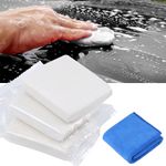 Huiguli Clay Bar Car Detailing Clay, 3 Pack 100g Mild Grade Auto Claybars, Auto Detailing Magic Clay Bar with Washing and Adsorption Capacity, for Cleaning Glass, Vehicles, 1pc Towel Included (White)