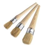 3 Pcs Chalk Paint Wax Brush Set Natural Bristle Round Paint Brushes Furniture Paint Brushes for Furniture, Home Decor, Waxing, Glazing Pottery (20mm 25mm 30mm)