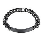 PROSTEEL Mens Bracelet, Personalised ID Bangle Engrave, 316L Stainless Steel Black 23 CM (Send Gift Box)