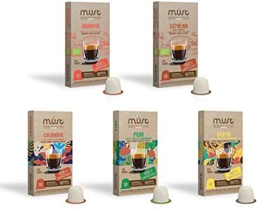 MUST Nespresso Compatible Coffee Capsules Variety Coffee Selection 50 ( 5 Packs X 10 Pods) 100% Compostable Capsules, Made in Italy