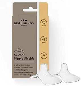 New Beginnings Ultra-Thin and Flexible Silicone Nipple Shield for Easy and Painfree Breastfeeding, 2 Pcs