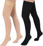 Evolyline Medical Closed Toe Thigh High Compression Stockings for Women & Men with Silicone Band, Firm 20-30 mmHg Compression Socks Graduated Support for Varicose Veins Edema Flight