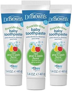 Dr. Brown's Fluoride-Free Baby Toothpaste, Infant & Toddler Oral Care, Apple Pear, 3-Pack, 1.4oz/40g, 0-3 years