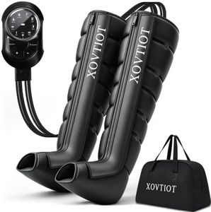 xovtiot Air Compression Leg Massage, Leg Massager for Circulation Relax Muscles, Portable Full Leg Compression Boots, with 6 Relax Modes 3 Pressure Levels Automatic Timer, Gifts for Men Women