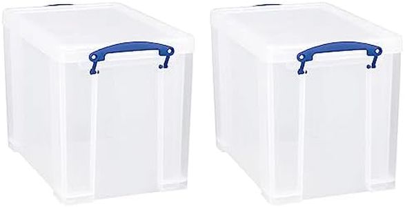 Really Useful Box 19 Liter Plastic Stackable Storage Container w/Snap Lid & Built-In Clip Lock Handles for Home & Office Organization, Clear (2 Pack)