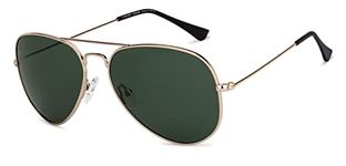 Vincent Chase By Lenskart | Gold Green Full Rim Pilot | Polarized and 100% UV Protected | Men & Women | Medium | VC 5158/P