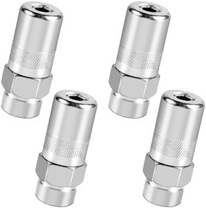 4pcs Grease Gun Couplers,Steel High Pressure Grease Gun Nozzle Tip Replacement 1/8" NPT Threaded Grease Gun Fittings Fit for Standard 1/8" NPT Grease Hoses,Grease Gun Ends Connectors