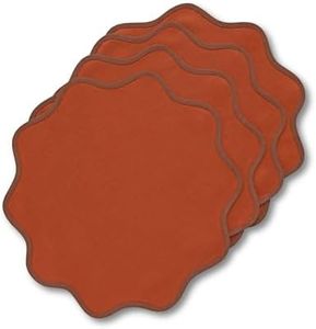 Solino Home 100% Linen Placemats, 16 in Round, Brown and Cinnamon, Set of 4