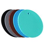 5 Pack Silicone Pot Holder Trivet Mats, Heatproof Trivets for Hot Dishes, Nonslip Insulation Honeycomb Rubber Hot Pads for Countertop, Extra Thick & Flexible Mats Heat Resistant Trivets (Multicolor)