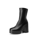 DREAM PAIRS Women's Platform Gogo Ankle Boots High Chunky Block Heel Square Toe Booties Shoes,Size 9,Black,SDAB2310W