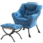 Tiita Lazy Chair with Ottoman, Modern Large Accent Lounge Chair, Leisure Sofa Armchair with Ottoman, Reading Chair with Footrest for Bedroom, Living Room, Dorm Rooms, Garden