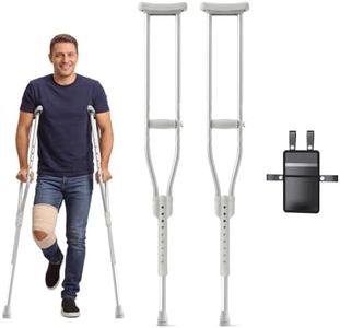 Aluminum Crutches for Adults & Seniors, Adjustable Crutches for Walking, Comfortable Lightweight Crutch with Underarm Pad & Crutch Bag & Hand Grip, 300 LB Weight Capacity, Fitting 5'83"-6'6", 1 Pair