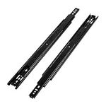 Soft Close Drawer Slides，14 Inch 100lb Load Capacity Self Closing Full Extension Ball Bearing Side Mount Cabinet Glides Rails Wardrobe Kitchen Dresser Black (1 Pair).