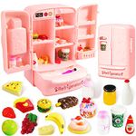 Mini Dollhouse Fridge Miniature Dollhouse Refrigerator Mini Fridge Toy with Food Mini Toy Refrigerator with Ice Cubes Kids Play Kitchen Furniture Toy Set