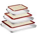 Wildone Baking Sheet with Silicone Mat Set, Set of 6 (3 Sheets + 3 Mats), Stainless Steel Cookie Sheet Baking Pan with Silicone Mat, Non Toxic & Heavy Duty & Easy Clean