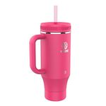 Takeya 40 oz Stainless Steel Tumbler with Lid and Two Straws, Premium Quality, Double Wall Insulated, Wiith Handle, Keep Drinks Cold for Up to 24 Hours, Dragon Fruit