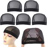 Leeven 5 Pcs/lot Stretchable Nylon Net Mesh Dome Caps for Making Wigs Black Breathable Wig Cap for Women Medium Size 22"-23.5"