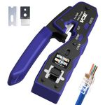 VCE GJ670BL RJ45 Crimp Tool, Pass Through Ethernet Crimping Tool for Cat5 Cat6 Cat7 End Pass-Thru Connector, Support Stripping & Cutting