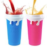 2 Pairs Slushy Maker Cup, Frozen Magic Squeeze Cup, 16.9 oz/500ml Slushy Squeeze Cup for Homemade Milkshake, Magic Slushy Maker Squeeze Cup, Slushie Maker Cup 500ml (1 Blue+1 Pink)