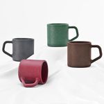 Eha Earth-Friendly Comfy Coffee Cup Set of 4 | 200 ml | Made with Rice Husk & Bamboo Fibers | Microwave Safe | for Hot & Cold Coffee Mug, Tea & Milk | Natural Matte Finish | Multi-Dark