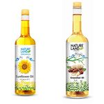 Natureland Organics Sunflower Oil 1 LTR - Cold Pressed & Groundnut Oil/Peanut Oil 1 LTR - Cold Pressed