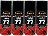 Scotch Super 77 Multipurpose Adhesive Spray, Bonds to Fabric, Cardboard, Plastic, Metal, Wood, Felt, and More, 10.7 Ounces (7716) - 4 Pack