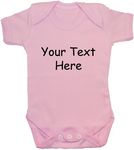 Bespoke Personalised Design Your Own Wording Baby Bodysuit/Romper/Vest/T-Shirt - 0-3 Months - Pink