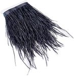 3 Yards 5-6inch Black Ostrich Feathers Trim Fringe for DIY Dress Sewing Crafts Costumes Decoration