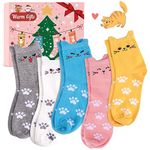 Cat Socks Womens Christmas Gifts - Funny Cute Animal Ladies Socks Womens Cotton Warm Thermal Winter Socks 4-7, Christmas Stocking Fillers for Teenage Girls Gifts for Her Girlfriend Women Gifts Xmas