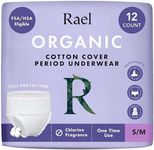 Rael Organic Cotton Cover Overnight Underwear - Panty Style Pad, Unscented, Disposable Period Underwear, Postpartum, Teen, Maximum Coverage (Size S-M, 12 Count)