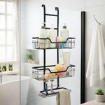 MIORAH Hanging Shower Caddy for Bathroom Aluminium| Bathroom Organiser Without Drill | Bathroom Accessories Storage Organizer Black