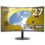 KOORUI 27-Inch Curved Computer Monitor Full HD 1080P 75Hz Gaming Monitor 1800R LED Monitor HDMI VGA, Tilt Adjustment, Eye Care, Black