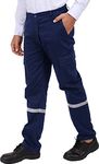 CLUB TWENTY ONE Men's Cotton Trouser with Reflective Tape for Safety Workwear (XX-Large, Navy Blue)