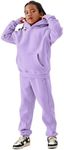 Flygo Girls Boys Fleece 2 Piece Outfits Pants Set Hoodies Sweatshirt and Jogger Sweatpants(Purple-XL)