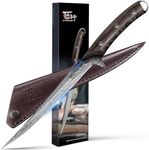 SYOKAMI Fillet Knife, 9 Inch Boning Knife with Leather Sheath, Super Sharp Filet Knives for Fish and Meat, Non-slip Wooden Handle, Professional Japanese Knives For Fishing and Hunting, Outdoor Gift