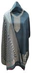 Womens woolen kashmiri suit for women with salwar and shawl winter wear kani unstitched fabric woollen dress material pashmina wool (Grey 3)