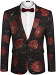 COOFANDY Mens Floral Tuxedo Jackets One Button Stylish Dinner Wedding Party Dress Suit Blazers Jacket