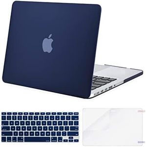 MOSISO Plastic Hard Shell Case & Keyboard Cover & Screen Protector Only Compatible with MacBook Pro Retina 13 inch (Models: A1502 & A1425, Older Version Release 2015 - end 2012), Navy Blue