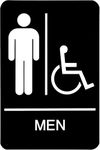 Headline Sign 9003 ADA Wheelchair Accessible Men's Restroom with Tactile Graphic, 6-Inch by 9-Inch, Black/White