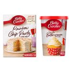 Betty Crocker Super Moist Party Rainbow Chip Cake Mix 425g with Betty Crocker Buttercream Style Icing Vanilla 400g