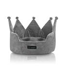 NANDOG Pet Gear Crown Cozy Round Dog and Cat Bed Collection Washable Indoor Pet Bed for Small Breeds -Soft Bed Fits in Crate or Kennel - Made of Ultra Soft Micro-Plush Material (Grey)