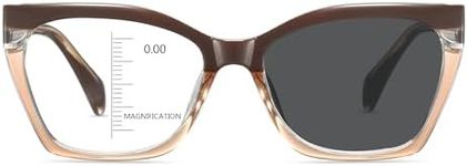HOOBAY Photochromic Progressive Multifocus Reading Glasses Women,Progressive Readers No Line Quick-Transition Sunglasses (Gradient Brown, 1, x)