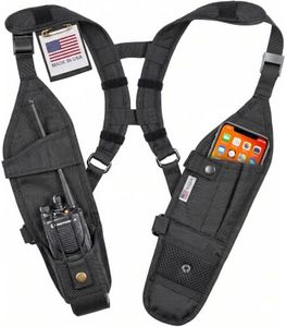 HOLSTERGUY USH-300D Double Radio Holster for Two-Way Radios - Hands-Free Shoulder Harness with Adjustable Pouches for Motorola and ICOM - Proudly Made in USA