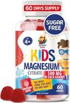 Sugar-Free Magnesium Gummies for Kids & Teens - 500mg Calm Magnesium Citrate Gummies - Chewable Magnesium Gummy Supplement for Sleep, Mood & Muscle Support