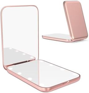 WOBSION Small Mirror with Lights,LED Compact Makeup Mirror,1x/3x Mini Travel Mirror with Magnification,Portable for Purse,Pocket,Gifts for Girls,Rose Gold