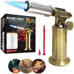 Brass Butane Torch, Torch Lighter, Refillable Kitchen Torch with Adjustable Wind Resistance Flame, Cooking Torch